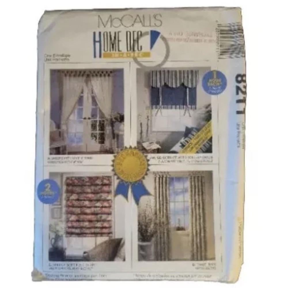 McCalls 8211 Curtains Window Treatments Sew Pattern UNCUT Cottagecore 1990s VTG